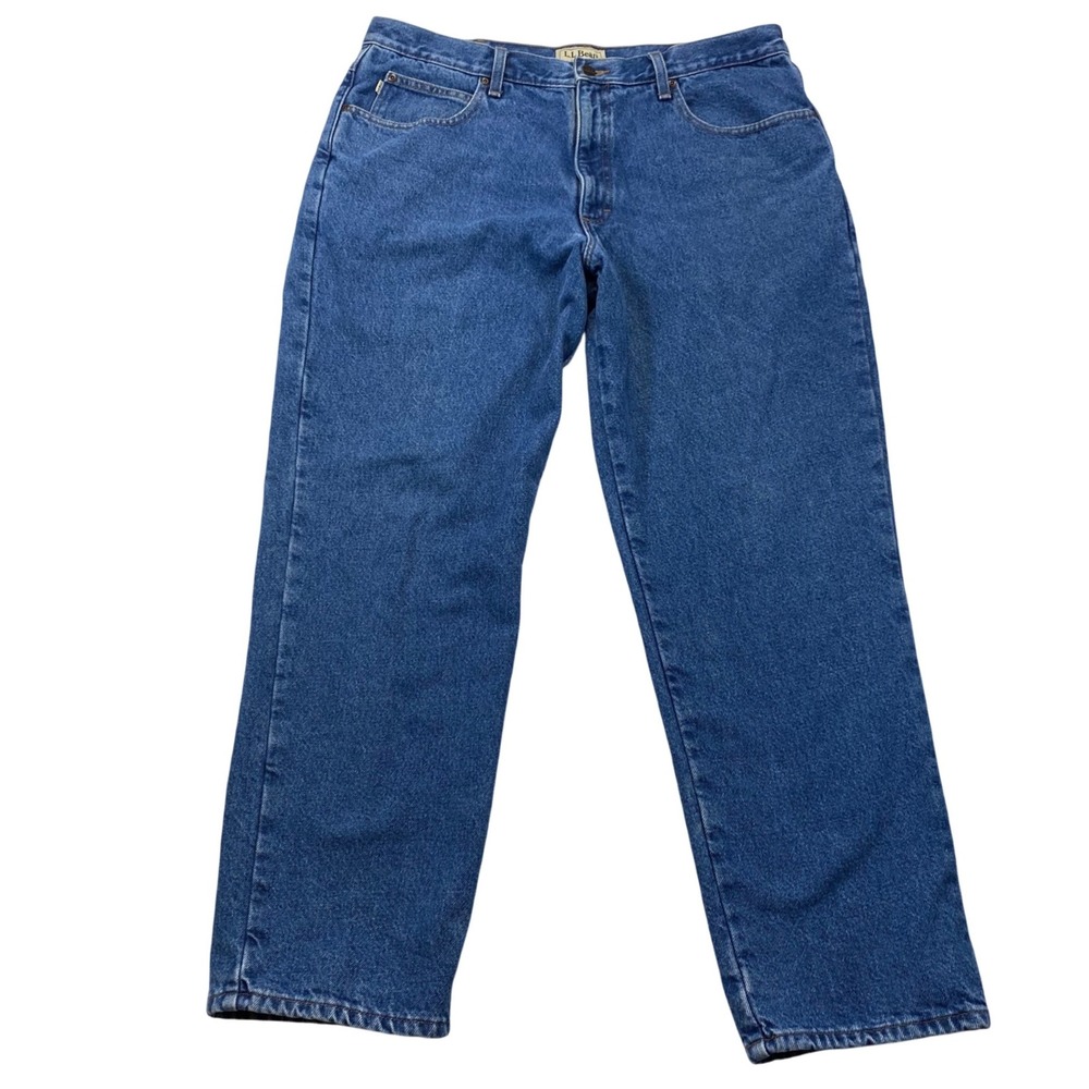 L.L. Bean Flannel Lined Jeans Mens‎ 38x30 Blue Classic Fit Denim 100220